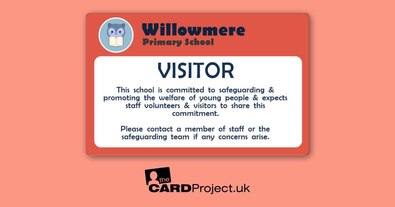 Primary School Visitor Card Wise Owl Coral